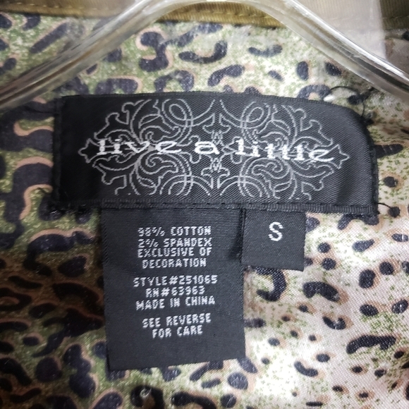 LIVE A LITTLE Utility Jacket Olive Green Sz S - Picture 6 of 6